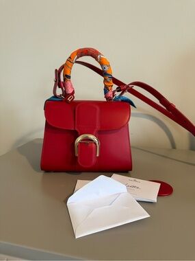 Authentic DELVAUX Brillant Mini S Box Calf in Lipstick